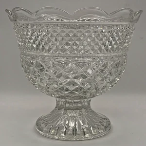 Anchor Hocking Wexford Glass Large Footed Pedestal Bowl 7” x 8" VTG FREE SHIP - Picture 1 of 5
