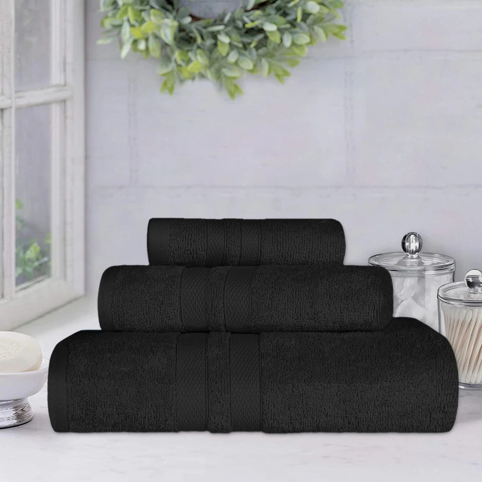 Simple Luxury Superior Ultra Soft 6 Piece Towel Set Black