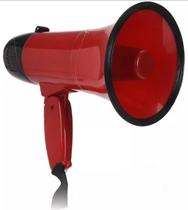 Megafon mit 2 Funktionen - 22 x 14 cm - Sprachrohr mit Sirene Bullhorn Batterie - Bild 1 von 4