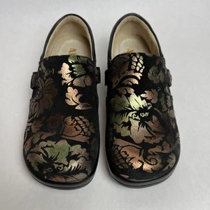 Alegria Women’s Shoe Black Copper Floral Lauryn Leather Slip On Size 6 EU 36 - Picture 1 of 8