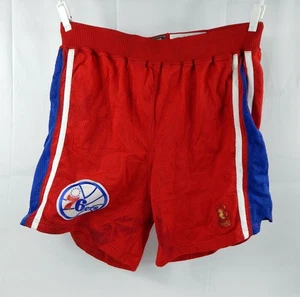 1996-97 Philadelphia 76ers Game Issued Red Shorts Gold Logo 44 503 - Picture 1 of 6