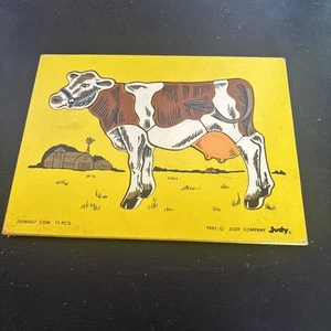 Vintage RARE JUDY 1981 Wooden Puzzle MILK COW J506007 Very GOOD CONDITION FS - Picture 1 of 5