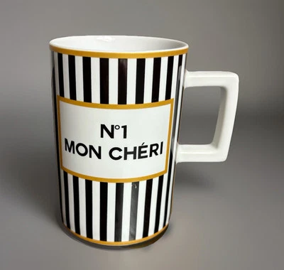 Konitz Alemania Nº Taza de café o té a rayas blancas negras 1 MON CHERI Foto 1 de 4