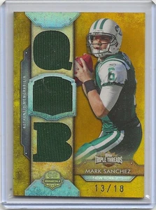 2012 TOPPS TRIPLE THREADS #TTQI-10 MARK SANCHEZ 3-JSY CARD #'D 13/18 - Picture 1 of 1