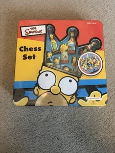 The Simpsons 3D Chess Set in Vintage Collectible Tin Box Cardinal Industries NEW - Picture 1 of 3