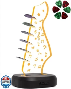 Soporte para púas de guitarra iluminado con 6 selecciones de guitarra, madera dura real y acrílico Mu - Imagen 1 de 5