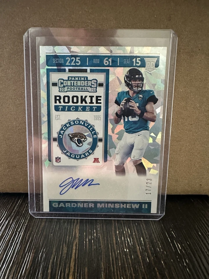 2019 Panini Contenders Gardner Minshew II Rookie Ticket CRACKED ICE Auto 17/23 - Image 1 of 2