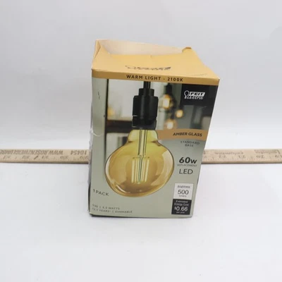 Feit 60W G30 Dimmable Cage LED Light Bulb Amber Glass Warm White - Image 1 of 4