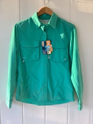 Magellan Women's MED Fishing Shirt Roll Tab Long Sleeve Vented OutdoorCore Mint - Image 1 of 4