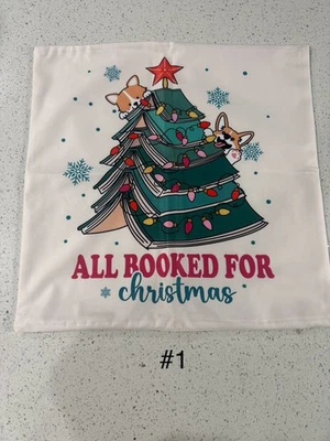 Nuevas fundas de almohada para árbol de Navidad y árbol de libros Corgi perro 16" x 16" Foto 1 de 4