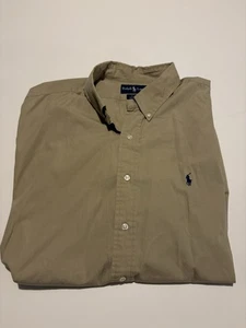 Camisa Polo Ralph Lauren Blake Para Hombre Talla XL Beige Abotonada Manga Corta De Colección  - Imagen 1 de 5