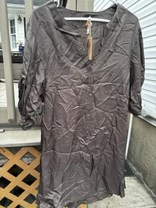Organic Button Down Brown truffle color Shirt Size M NWT - Picture 1 of 3