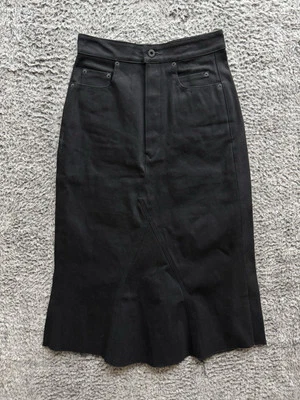 Rick Owens DRKSHDW Bolan Godet вырез джинсовая юбка в черный размер 26 США - Изображение 1 из 4