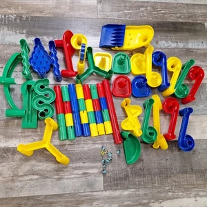56 Pc Lot Vtg MarbleWorks Discovery Toys Marble Run W/ Marbles Obstacle Course - Picture 1 of 5