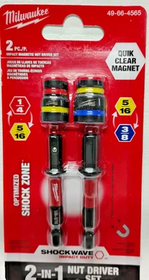 MILWAUKEE #49-66-4565, --2 IN 1 --NUT DRIVER SET, IMPACT MAGNETIC,       (B6) - Image 1 of 4