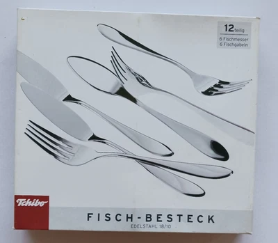 Fischbesteck Tchibo 12-teilig Edelstahl 18/10 Gabel Messer - Bild 1 von 4