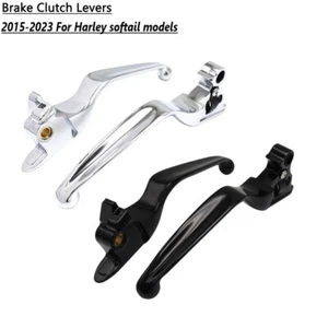 2015-2023 CHrome & Black Handle Brake Clutch Levers For Harley Softail Models US - Foto 1 di 19