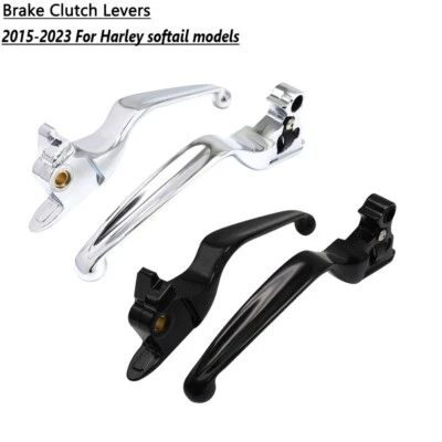 2015-2023 CHrome & Black Handle Brake Clutch Levers Para Modelos Harley Softail US Foto 1 de 4