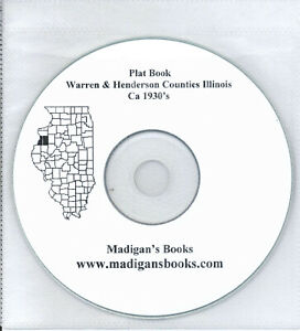 Warren & Henderson Co Illinois IL plat book genealogy  history land owners CD