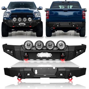 Steel Front/Rear Bumper Fits 19-24 Dodge RAM 1500 W/Four Round Lights - Picture 1 of 38