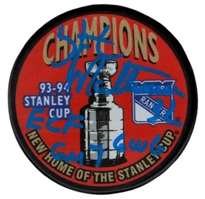 Stephane Matteau Signed Rangers 1994 Cup Puck w/ ECF GM 7 GWG Beckett W BAS COA - Picture 1 of 2