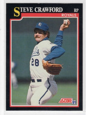 Steve Crawford 1991 Score Baseball Base Common #287 Kansas City Royals