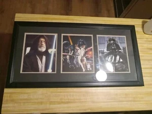 Star Wars New Hope Framed Art Obiwan, Darth Vader, Luke And Cast - Picture 1 of 7