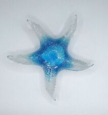 Art Glass Starfish Sculture Figurine Paperweight Blue and Textured Seaside Decor