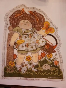 Vintage 1983 Cabbage Patch Kids Pillow Panel Sew Flowers Butterfly - Picture 1 of 3