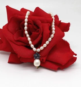 14k Gold Zoe B. Sapphire  Cluster Beaded 17" Necklace  CAT RESCUE - Picture 1 of 2