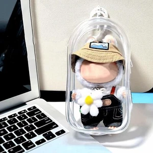 For Labubu Transparent Protector Case for 17cm Plush Dolls Display Bag Keychain - Picture 1 of 8