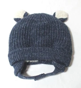Gap Unisex Baby Sherpa-Lined Bear Beanie Hat CL8 Blue Heather Size 0-3Months NWT - Picture 1 of 3