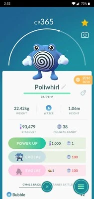 Pokémon GO ∥ 2016 Lucky Pokémon ∥ Legacy Poliwhirl - Scald ∥ - Image 1 of 2