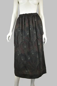 Vintage Dayton's OVAL ROOM High End 100% Wool Skirt Peacock Print Sz 8 - Picture 1 of 12