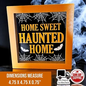 Halloween Home Sweet Haunted Home Sign Fall Bats Decor - Picture 1 of 3