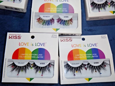 Kiss Limited Ed. EYELASHES RAINBOW HEARTS BUTTERFLY GLITTER NEON PRIDE LOT OF 40 - Image 1 of 4