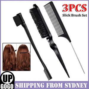 3 Pcs Slick Brush Set Hair Brush Teasing Comb Edge Hair Brush Grooming - Picture 1 of 10