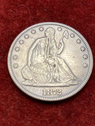 1872 CC SEATED LIBERTY HALF DOLLAR XF+/AU DETAILS - CARSON CITY HALF - 50C Cover