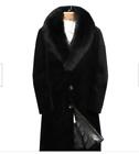 Winter Faux Mink Fur Collar Trench Coat Men's Faux Fur Overcoat Jacket Outwear