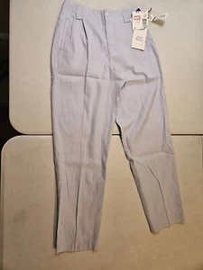 Vintage 80s Liz Sport Linen Cotton Pants NWT NOS 6P Petite Wrinkle Free Blue - Picture 1 of 9