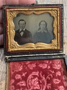Antike Daguerreotypie junges Ehepaar Brautpaar? - Bild 1 von 10