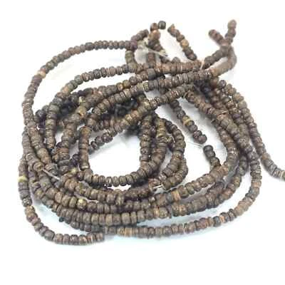 5 Strands of 14" Natural Dark Coconut Rondelle Bead 3mm - Image 1 of 4