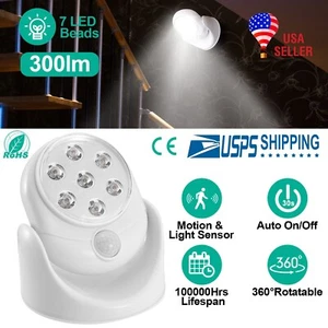 360° Battery Operated LED Lamp Motion Activated PIR Sensor Cordless Stairs Light - Picture 1 of 12