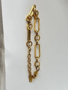 Modified Paper Clip Oval Link Bracelet 18k Yellow Gold Plate 7-9” - Picture 1 of 6