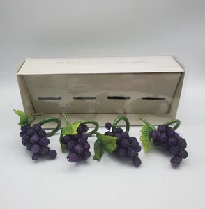 Juego de 4 anillos de servilleta de uva púrpura con cuentas Pier 1 mesa de cena arte del vino vintage - Imagen 1 de 15