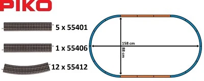 PIKO A-Gleis Gleisoval mit Bettung " 55401+55412 " NEU