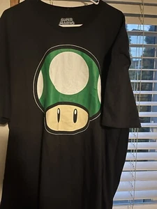 Super Mario Official Licensed Product Green Mushroom Premium T Shirt Black 3XL - Picture 1 of 4