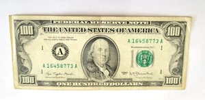1977 $100 One Hundred Dollar Bill, Federal Reserve Note, Serial # A16458773A - Picture 1 of 2