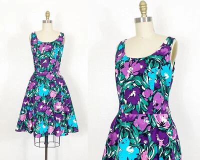 Vestido años 80 - Vestido floral años 80 - Vestido de día años 80 - Talla grande Foto 1 de 4