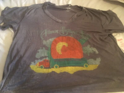 Camiseta para mujer TRUNK LTD gris The Allman Brothers banda cuello en V talla mediana Foto 1 de 4